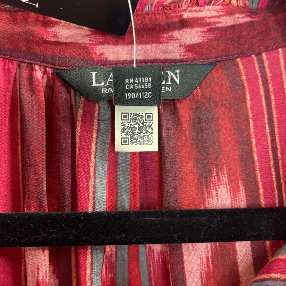 NWT Lauren Ralph Lauren Geo-Stripe Belted Cotton Voile Dress Women’s Size 16 - Picture 9 of 12